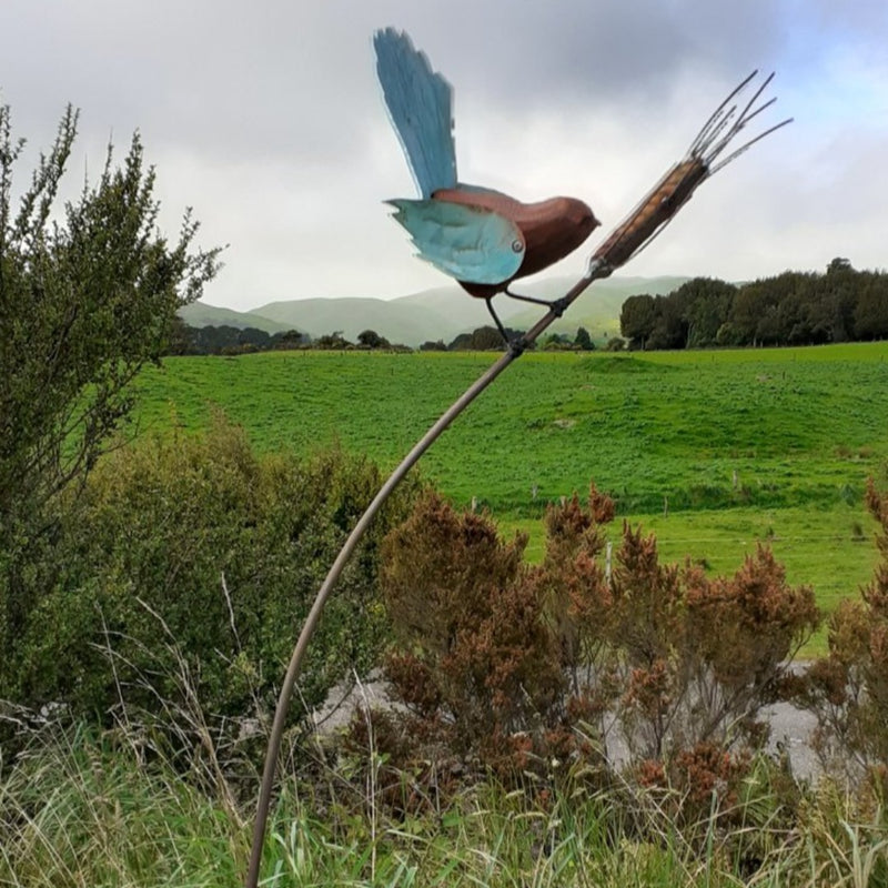 Fantail On Tall Wheat Stem | Garden Sculpture