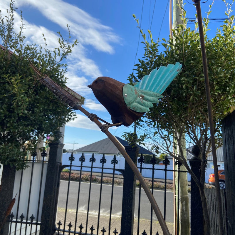 Fantail On Tall Wheat Stem | Garden Sculpture