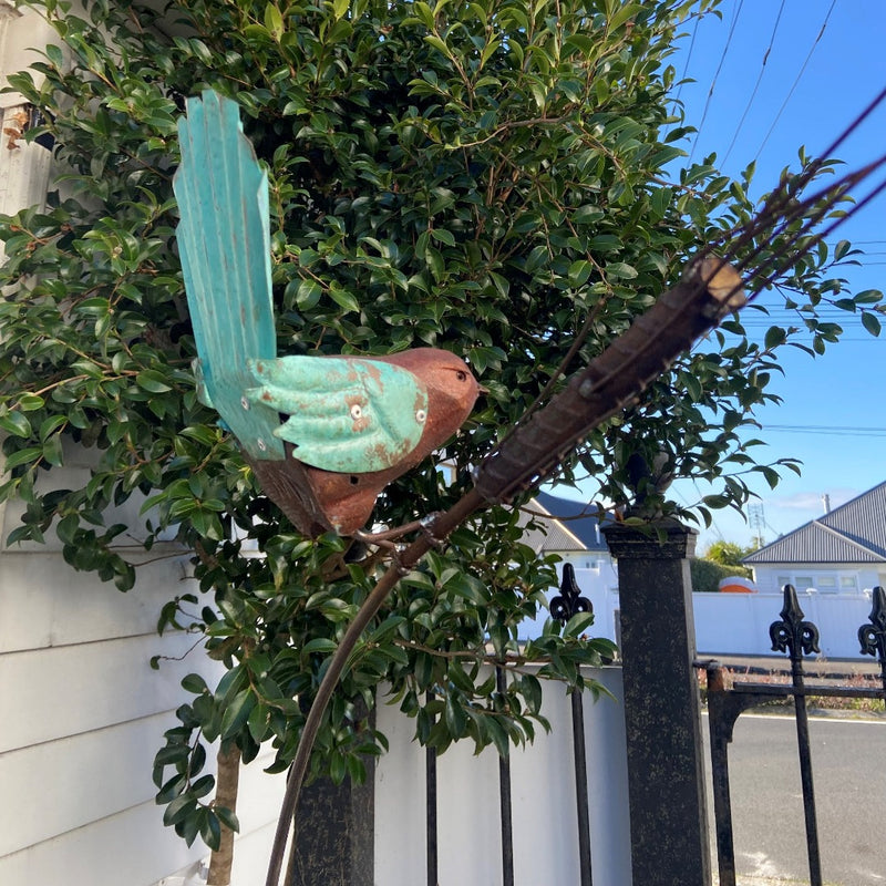 Fantail On Tall Wheat Stem | Garden Sculpture