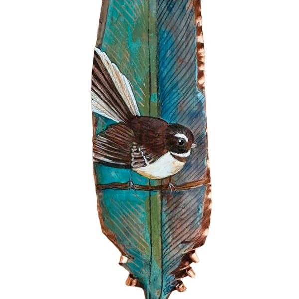 Fantail On Perch On Copper Feather