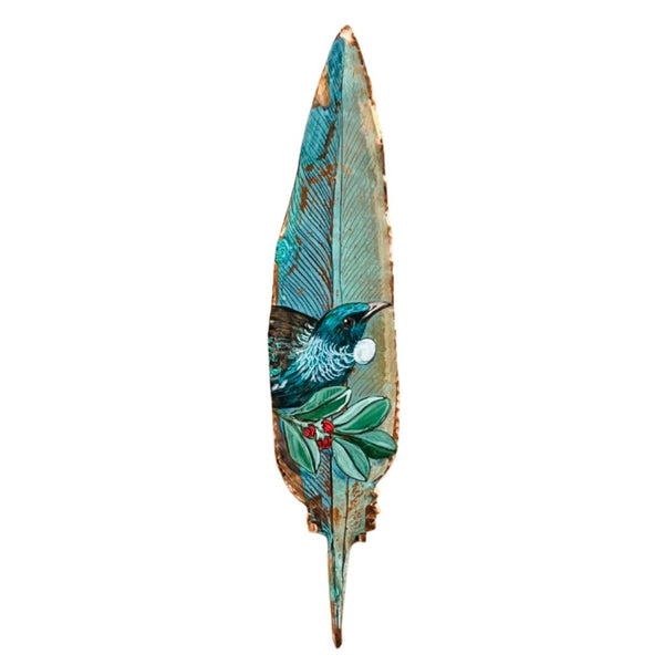 Tūī On Branch On Copper Feather