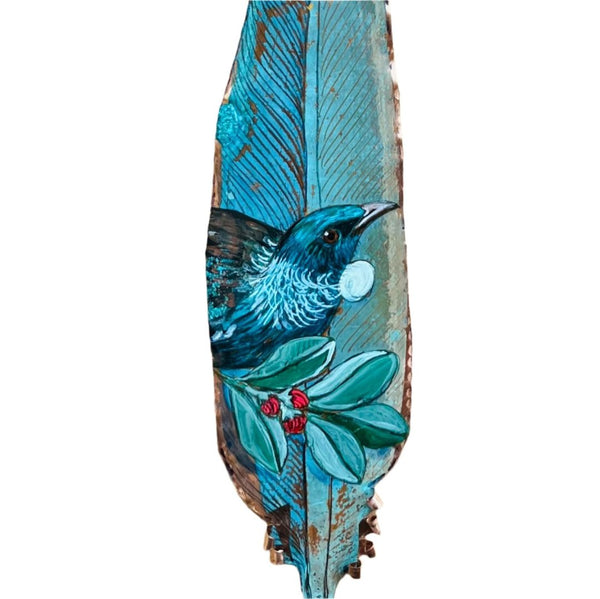 Tūī On Branch On Copper Feather