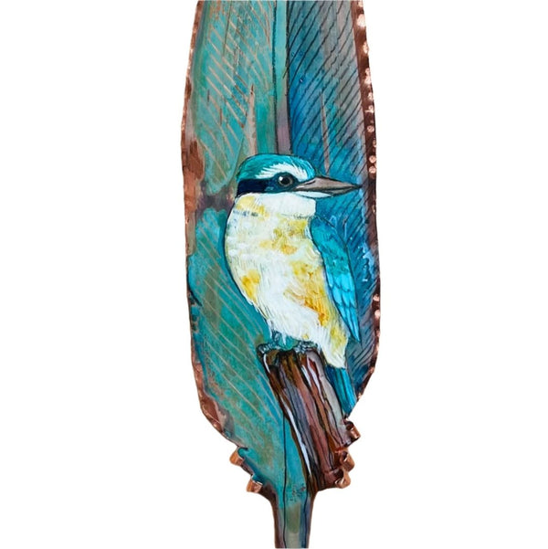 Kingfisher On Post On Copper Feather