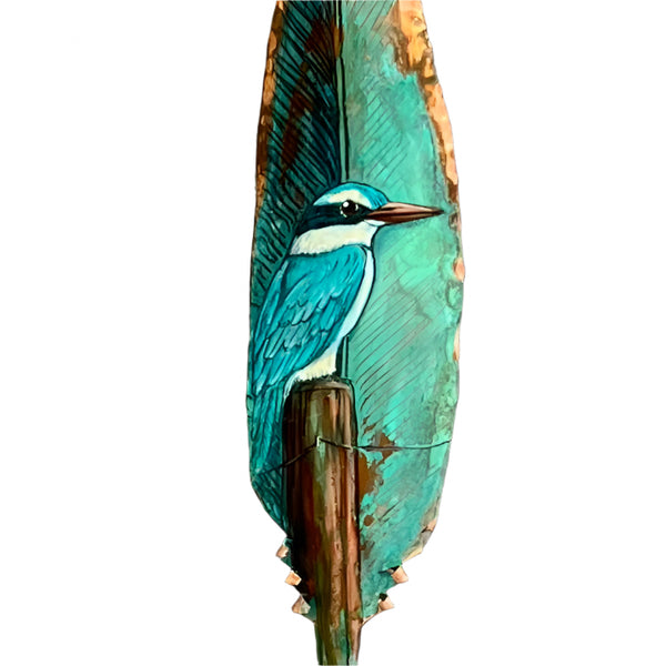 Kingfisher On Copper Feather Right Facing