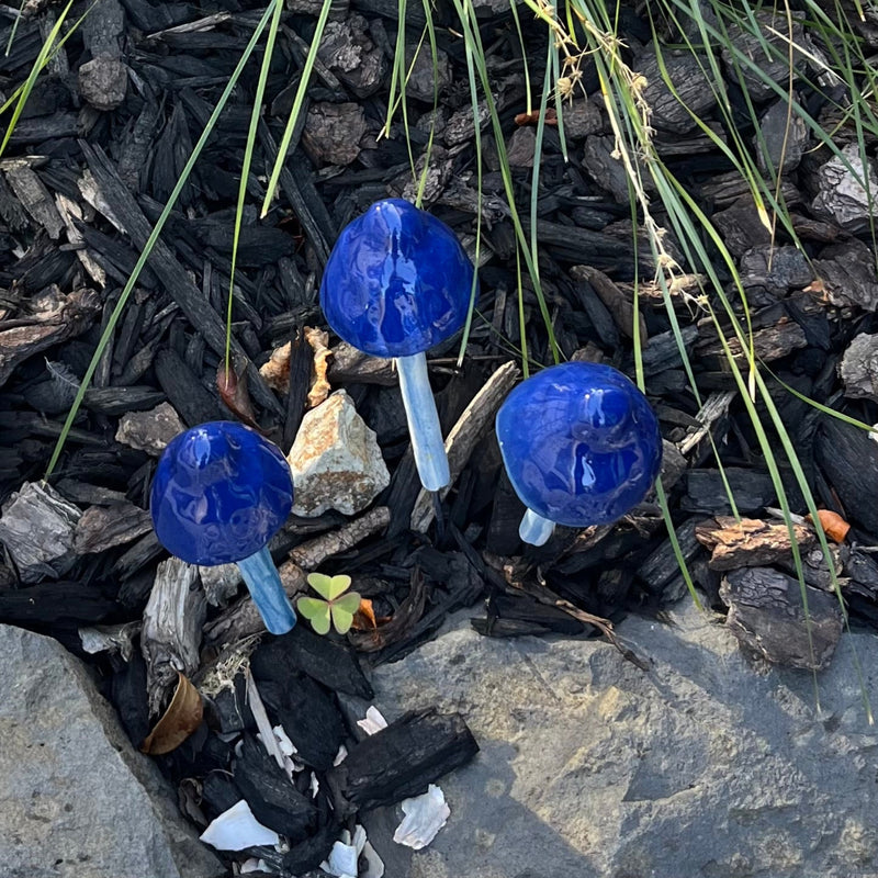 Single Ceramic Blue Mushroom