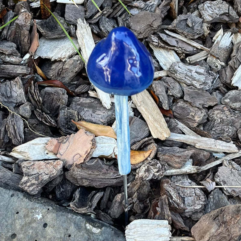 Single Ceramic Blue Mushroom