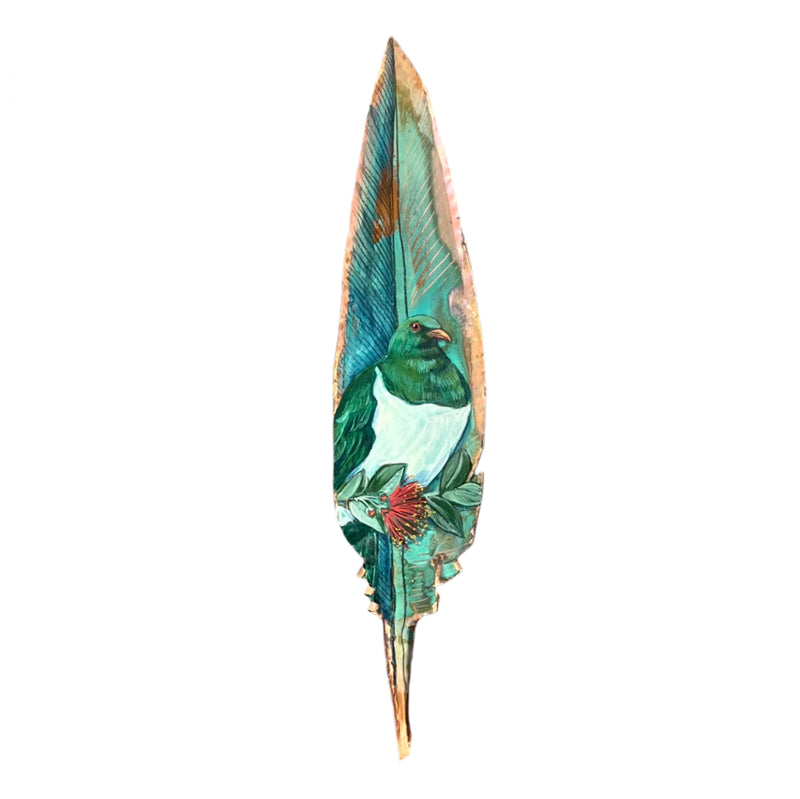 Copper Feather | Kererū On Pohutakawa