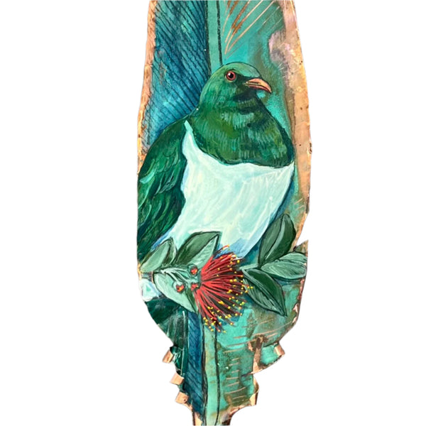 Copper Feather | Kererū On Pohutakawa