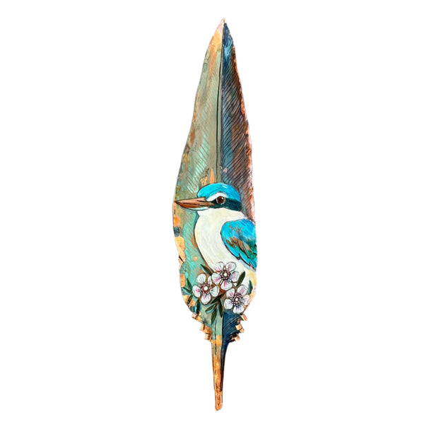 Copper Feather | Kingfisher On Manuka Left Facing