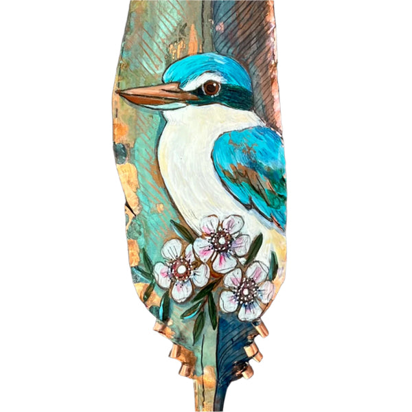 Copper Feather | Kingfisher On Manuka Left Facing