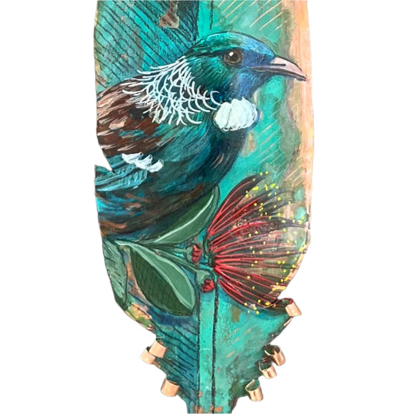 Copper Feather | Tūī On Pohutakawa