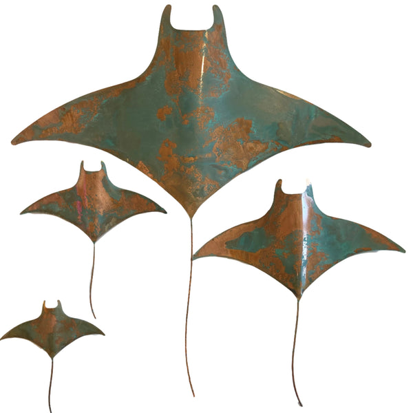 Copper Manta Rays Set Of 4