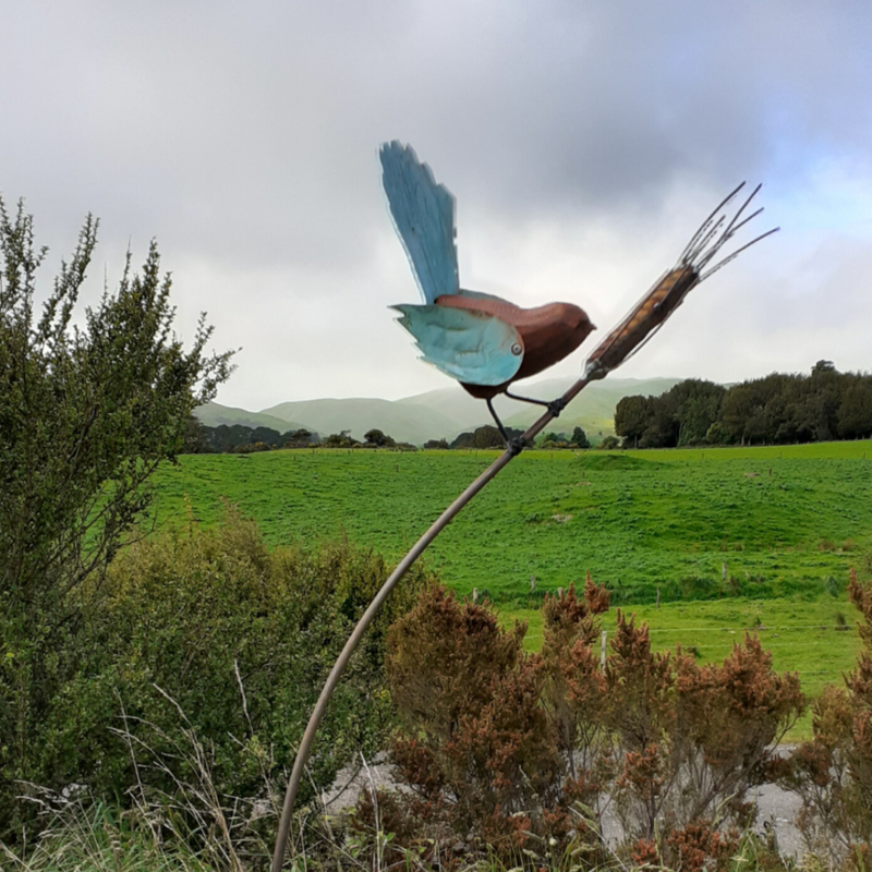 Fantail On Tall Wheat Stem | Garden Sculpture