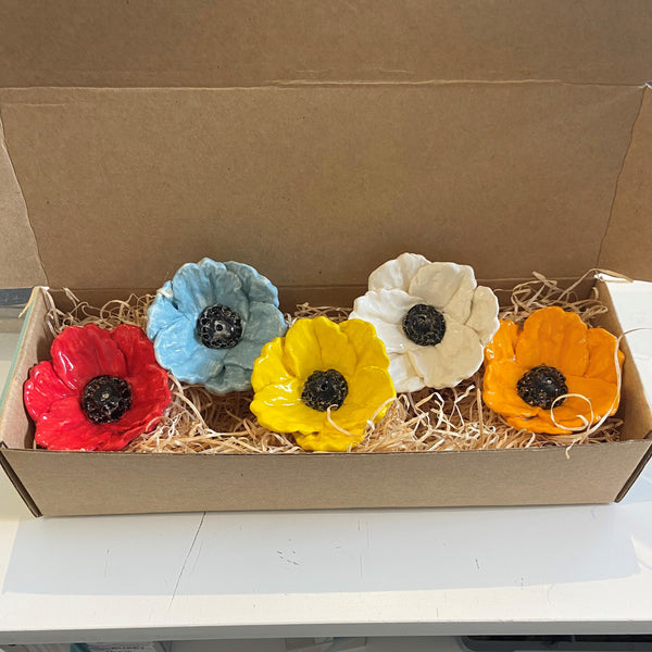 Ceramic Flowers Colourful Mix | Box Of 5