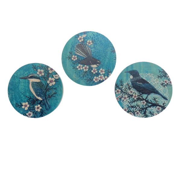 Turquoise Native Bird Wall Discs